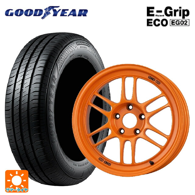 225/45R18 95W XL グッドイヤー エフィシェントグリップ エコ EG02 エンケイ レーシング RPF1 グロスブラックxパパイヤイエロー 18-8.5J 国産車用 サマータイヤホイール4本セット