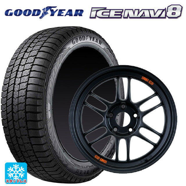 225/60R18 100Q グッドイヤー アイスナビ8 エンケイ レーシング RPF1 パパイヤイエローxブラック 18-8.5J 国産車用 スタッドレスタイヤホイール4本セット