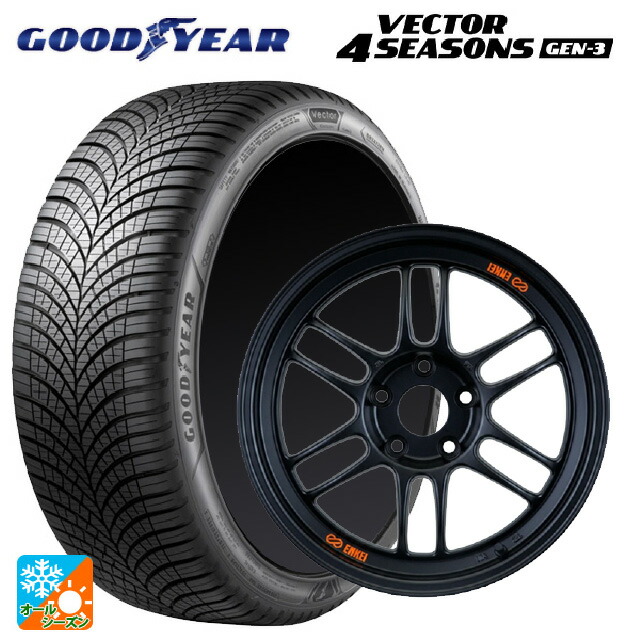 225/55R18 102W XL グッドイヤー ベクター4シーズンズ ジェン3 エンケイ レーシング RPF1 パパイヤイエローxブラック 18-8.5J 国産車用 オールシーズンタイヤホイール4本セット