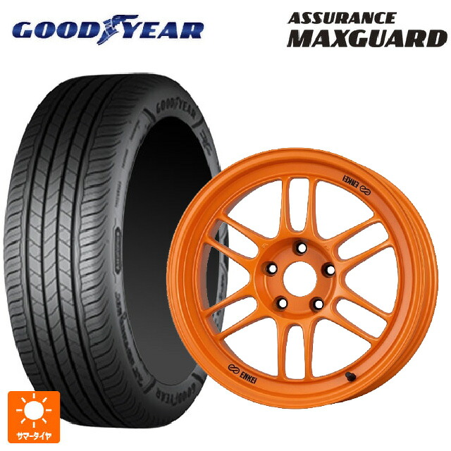 225/40R18 92W XL グッドイヤー アシュアランス マックスガード エンケイ レーシング RPF1 グロスブラックxパパイヤイエロー 18-8.5J 国産車用 サマータイヤホイール4本セット