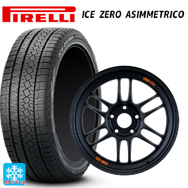 245/40R18 97H XL ピレリ アイスゼロ アシンメトリコ 正規品 # エンケイ レーシング RPF1 パパイヤイエローxブラック 18-8.5J 国産車用 スタッドレスタイヤホイール4本セット