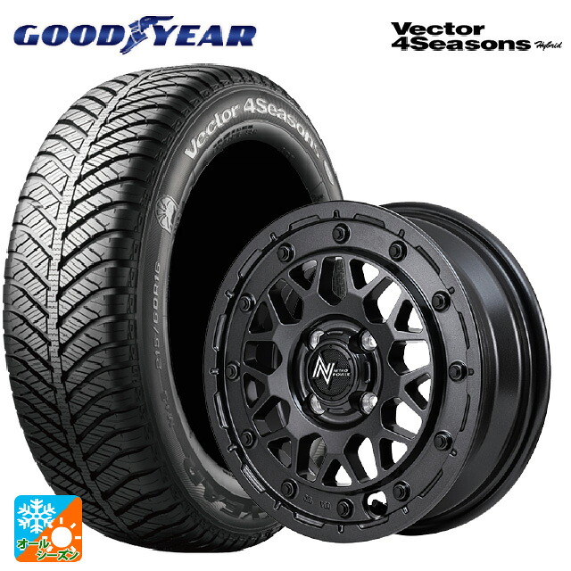 ミツビシ デリカミニ(4WD車)(B3系)用 165/60R15 77H グッドイヤー ベクターフォーシーズンズ ハイブリッド # エムアイディー ナイトロパワー M29 スティンガー バレルブラック 新品オールシーズンタイヤホイール 4本セット