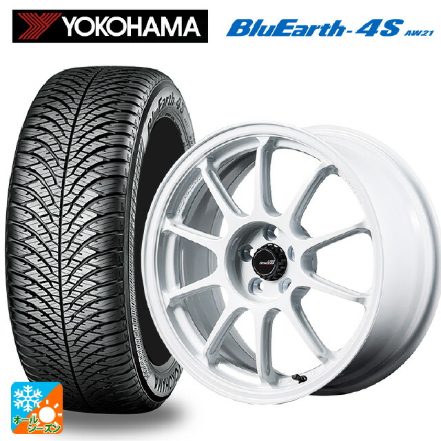 225/50R18 99W XL ヨコハマ ブルーアース4S AW21 # エムアイディー MIDレーシング R10 エボ WHI 18-7.5J 国産車用 オールシーズンタイヤホイール4本セット|タイヤホイール専門店コニシタイヤ
