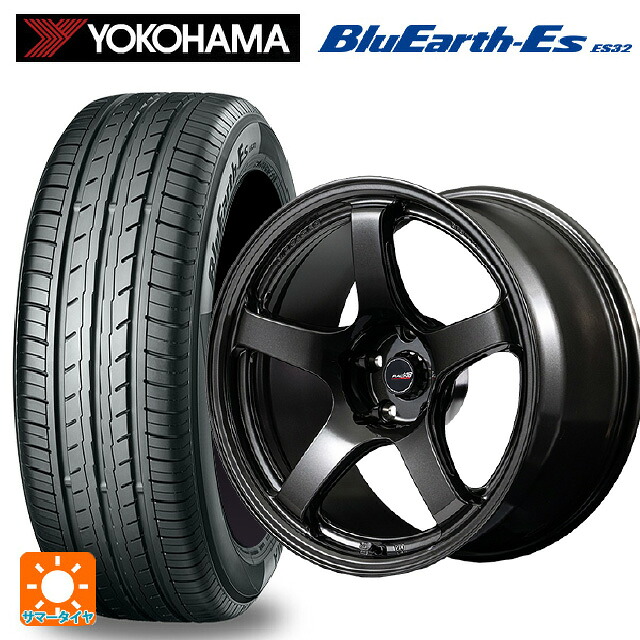 195/60R17 90H ヨコハマ ブルーアースEs ES32 エムアイディー MIDレーシング R50 エボ BLM 17-7J 国産車用 サマータイヤホイール4本セット