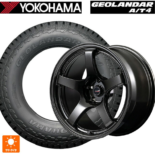 225/65R17 107/103S ヨコハマ ジオランダー AT4 G018 ブラックレター 正規品 エムアイディー MIDレーシング R50 エボ BLM 17-7J 国産車用 サマータイヤホイール4本セット