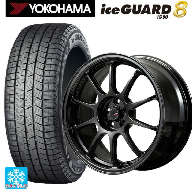 215/55R17 94Q ヨコハマ アイスガード8(IG80) エムアイディー MIDレーシング R10 エボ BLM 17-7J 国産車用 スタッドレスタイヤホイール4本セット｜タイヤホイール専門店コニシタイヤ