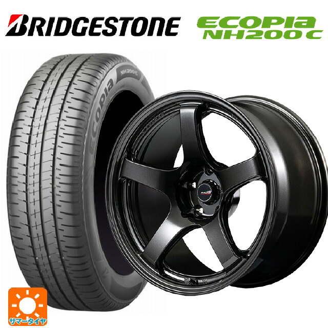 2024年製 195/45R17 81W ブリヂストン エコピア NH200C 正規品 # エムアイディー MIDレーシング R50 エボ BLM 17-7J 国産車用 サマータイヤホイール4本セット