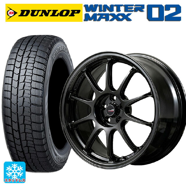 2024年製 215/60R17 96Q ダンロップ ウィンターマックス 02(WM02) # エムアイディー MIDレーシング R10 エボ BLM 17-8J 国産車用 スタッドレスタイヤホイール4本セット