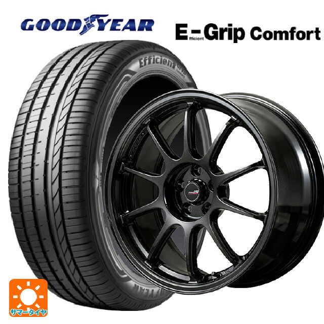 225/55R17 97W グッドイヤー エフィシェントグリップ コンフォート エムアイディー MIDレーシング R10 エボ BLM 17-8J 国産車用 サマータイヤホイール4本セット