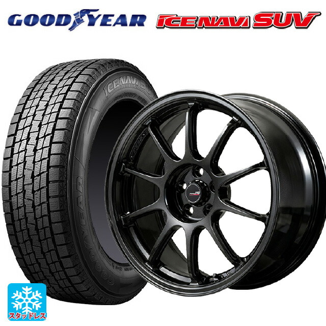 235/55R18 100Q グッドイヤー アイスナビ SUV # エムアイディー MIDレーシング R10 エボ BLM 18-8.5J 国産車用 スタッドレスタイヤホイール4本セット|タイヤホイール専門店コニシタイヤ