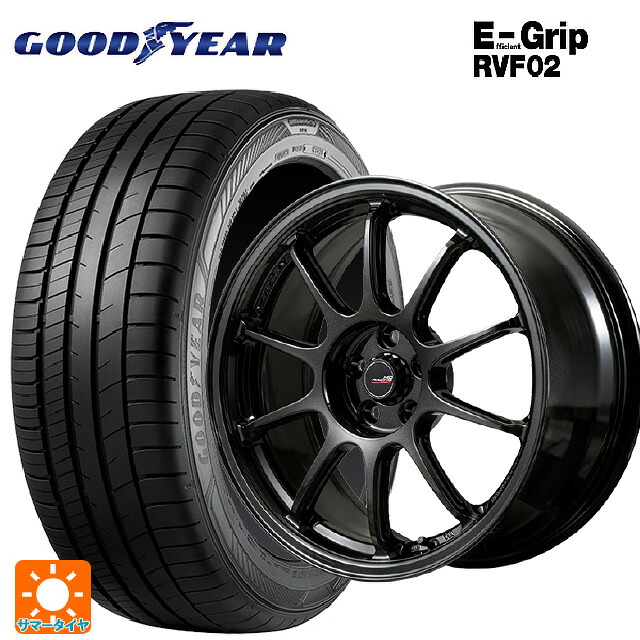 215/55R17 98V XL グッドイヤー エフィシェントグリップ RVF02 エムアイディー MIDレーシング R10 エボ BLM 17-7J 国産車用 サマータイヤホイール4本セット