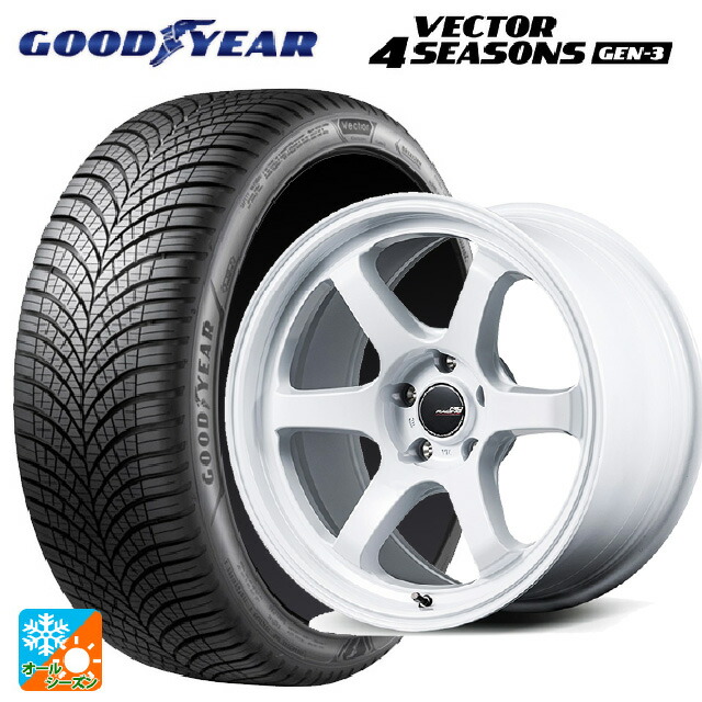 205/55R17 95V XL グッドイヤー ベクター4シーズンズ ジェン3 エムアイディー MIDレーシング R06 ホワイト 17-7J 国産車用 オールシーズンタイヤホイール4本セット