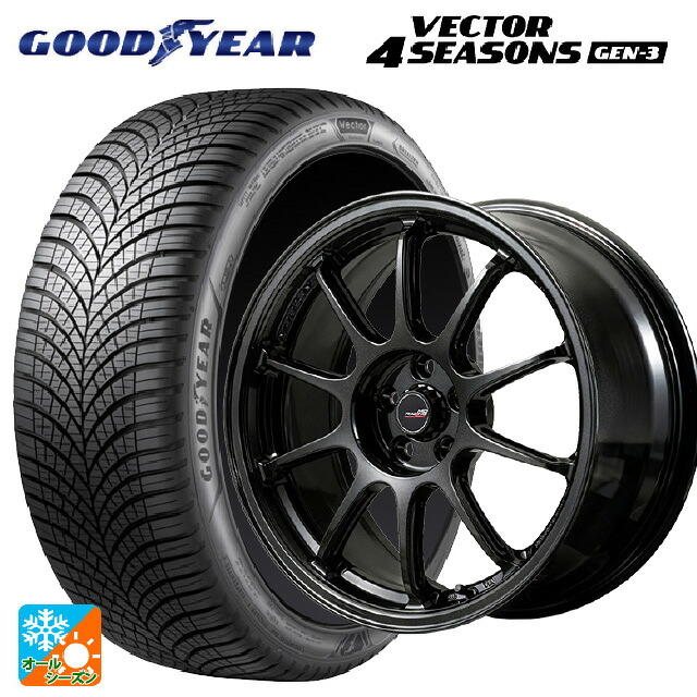 215/50R17 95W XL グッドイヤー ベクター4シーズンズ ジェン3 エムアイディー MIDレーシング R10 エボ BLM 17-7J 国産車用 オールシーズンタイヤホイール4本セット|タイヤホイール専門店コニシタイヤ