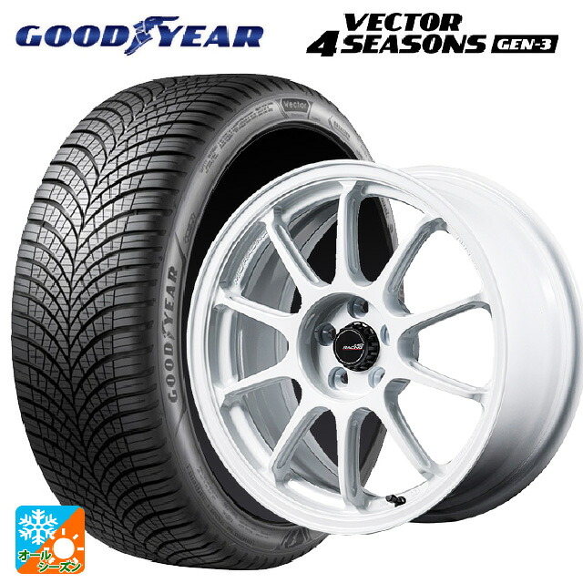 215/50R17 95W XL グッドイヤー ベクター4シーズンズ ジェン3 エムアイディー MIDレーシング R10 エボ WHI 17-7J 国産車用 オールシーズンタイヤホイール4本セット|タイヤホイール専門店コニシタイヤ