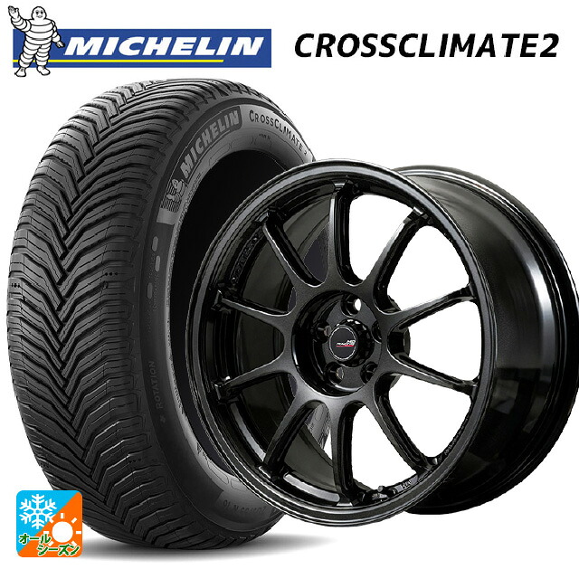 2024年製 225/60R18 104W XL ミシュラン クロスクライメイト2 正規品 エムアイディー MIDレーシング R10 エボ BLM 18-7.5J 国産車用 オールシーズンタイヤホイール4本セット