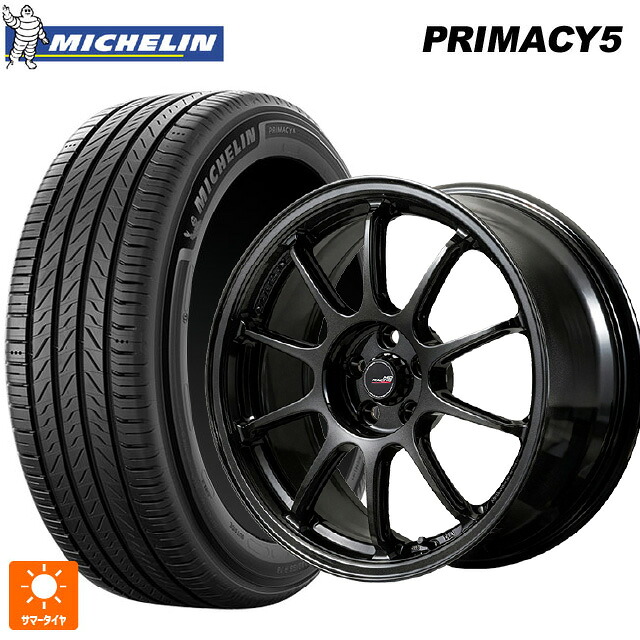 225/60R18 104V XL ミシュラン プライマシー5 正規品 エムアイディー MIDレーシング R10 エボ BLM 18-8.5J 国産車用 サマータイヤホイール4本セット