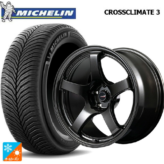 225/50R18 95V ミシュラン クロスクライメイト3 正規品 エムアイディー MIDレーシング R50 エボ BLM 18-8.5J 国産車用 オールシーズンタイヤホイール4本セット