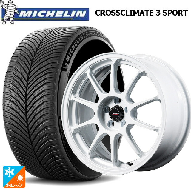 225/40R18 92Y XL ミシュラン クロスクライメイト3 スポーツ 正規品 エムアイディー MIDレーシング R10 エボ WHI 18-8.5J 国産車用 オールシーズンタイヤホイール4本セット