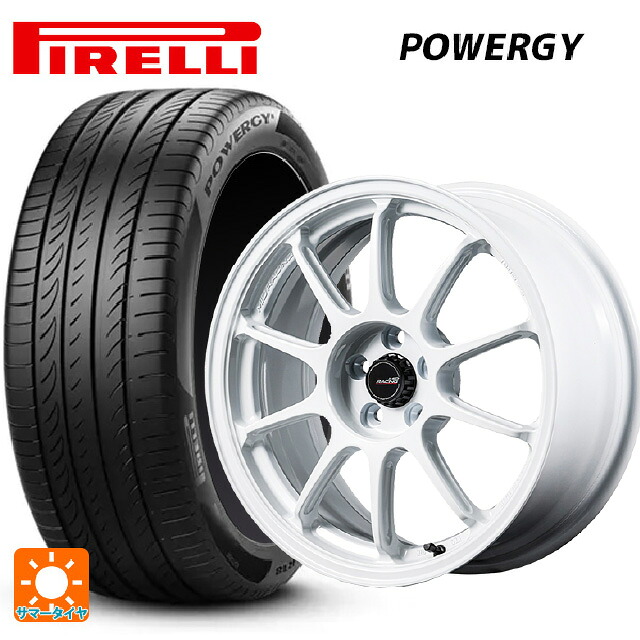 225/55R18 98H ピレリ パワジー 正規品 エムアイディー MIDレーシング R10 エボ WHI 18-7.5J 国産車用 サマータイヤホイール4本セット