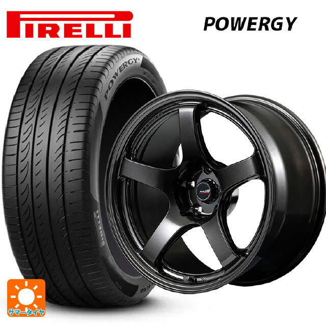 225/55R18 98H ピレリ パワジー 正規品 エムアイディー MIDレーシング R50 エボ BLM 18-7.5J 国産車用 サマータイヤホイール4本セット