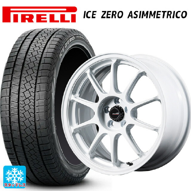 235/55R18 104H XL ピレリ アイスゼロ アシンメトリコ 正規品 エムアイディー MIDレーシング R10 エボ WHI 18-8.5J 国産車用 スタッドレスタイヤホイール4本セット