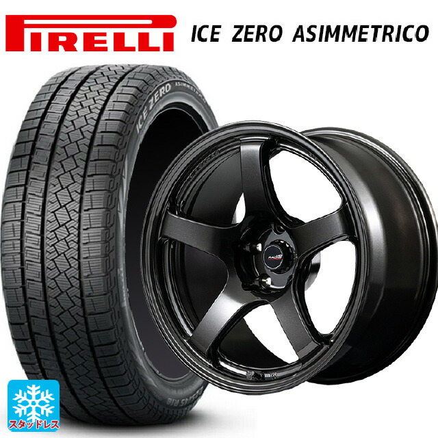 215/45R18 93H XL ピレリ アイスゼロ アシンメトリコ 正規品 # エムアイディー MIDレーシング R50 エボ BLM 18-8.5J 国産車用 スタッドレスタイヤホイール4本セット|タイヤホイール専門店コニシタイヤ