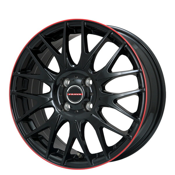 ビックウェイ レイシーン プラバ 9M Jr2 GBK/RDﾘﾑ 15&times;4.5 +45 4/100 新品ホイール1本｜タイヤホイール専門店コニシタイヤ