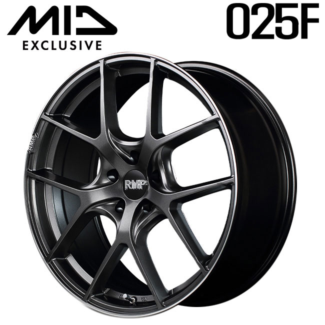 エムアイディー MID エクスクルーシブ 025F セミグロスガンメタ+リムエッジDC+ロゴマシニング 19×8 +38 5/114.3 新品ホイール1本