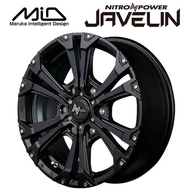 エムアイディー ナイトロパワー ジャベリン セミグロスブラック＋ピアス＆ミルド 18×8 +20 6/139.7 106.1新品ホイール1本