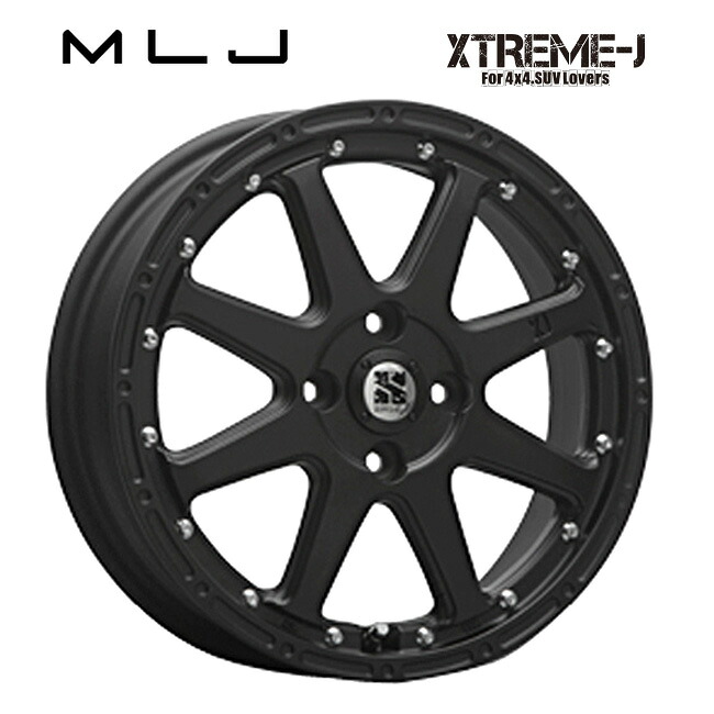 在庫有 エムエルジェイ エクストリームJ # Flat Black 14×4.5 +43 4/100 新品ホイール1本|タイヤホイール専門店コニシタイヤ