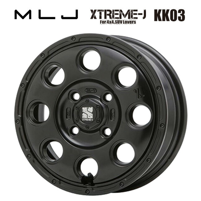 エムエルジェイ エクストリームJ KK03 Satin Black 15×4.5 +45 4/100 新品ホイール1本|タイヤホイール専門店コニシタイヤ