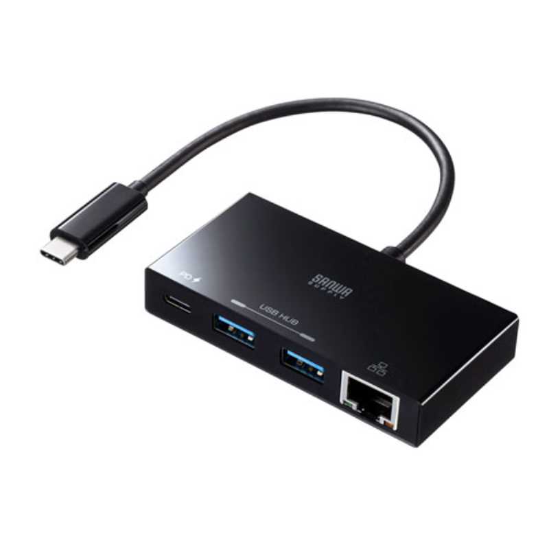 USB Type-Cハブ付き ギガビットLANアダプタ　≪サンワサプライ≫　USB-3TCH20BK　【送料無料】【離島 発送不可】