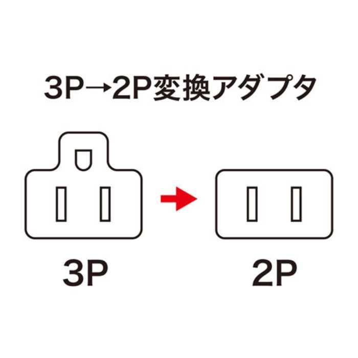 市場 3P→2P変換アダプタ グレー ≪サンワサプライ≫ 3P 1個口