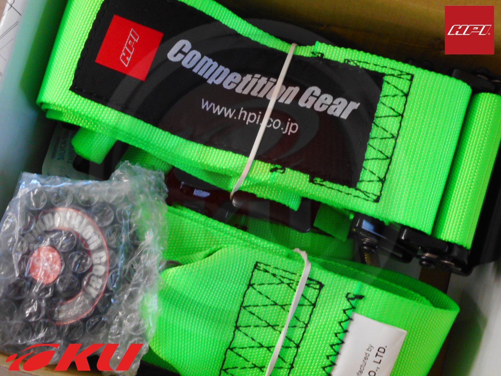 HPI レーシングハーネス 4点式(3インチ)蛍光グリーン FIA公認 運転席側 HPRH-5000GN-R|エンジンオイル通販 KU店