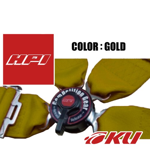 HPI レーシングハーネス 4点式（3インチ）ゴールド FIA公認 運転席側 HPRH-4900GD-R