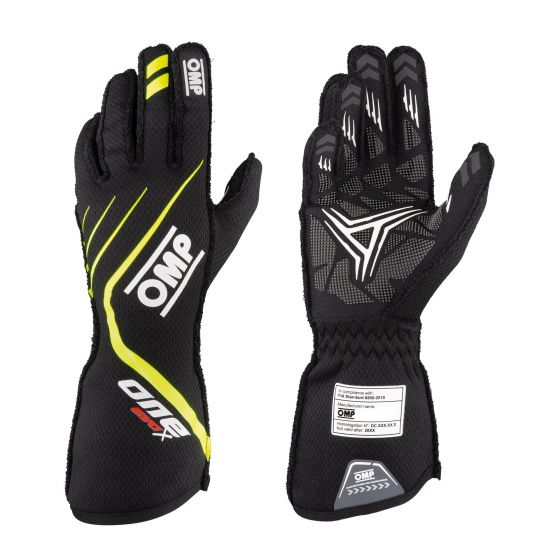 OMP オーエムピー One Evo X ワンエボ レースグローブ レーシンググローブ 2021年 FIA8856-2018公認IB/771NGI 4輪 Black/Fluro yellow ブラック/イエロー