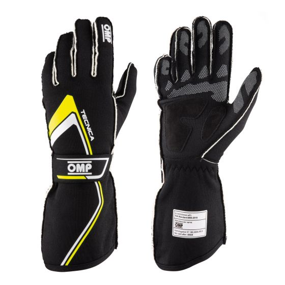 OMP オーエムピー Tecnica テクニカレースグローブ レーシンググローブ 2021年 FIA8856-2018公認 IB/772NGI Black/yellow ブラック/イエロー