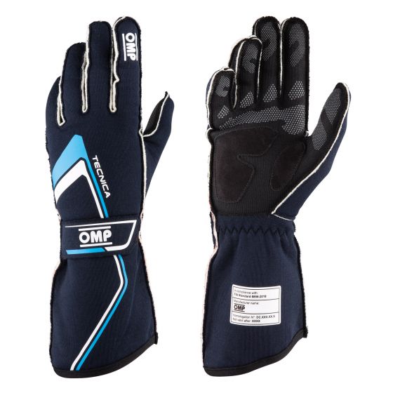 OMP オーエムピー Tecnica テクニカレースグローブ レーシンググローブ 2021年 FIA8856-2018公認 BI/772BC Navyblue/cyan ネイビーブルー/シアン