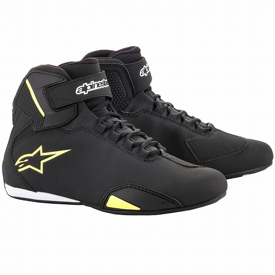 最安挑戦中 Alpinestars アルパインスターズ Sektor セクター バイクシューズ　Black / Fluro Yellow　UK 5 / Eur 38 / US 6｜くじらRacing