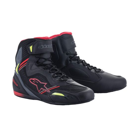 Alpinestars モーターサイクルシューズ「Faster 3 Rideknit Black_/_Red_/_Fluro_Yellow