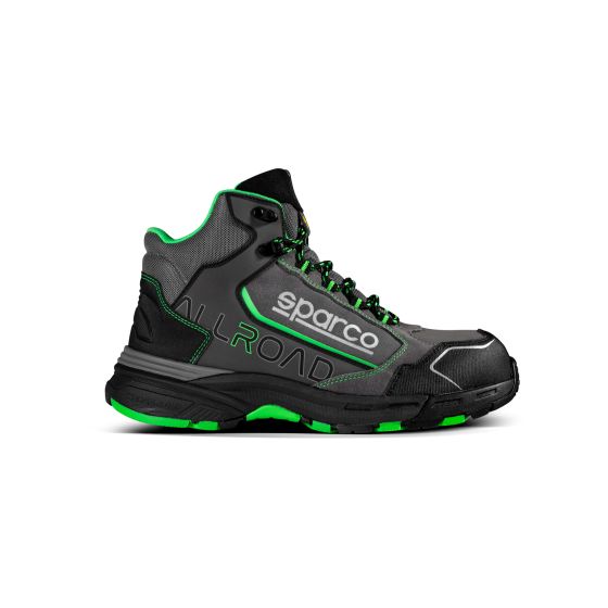 Sparco スパルコ オールロードS3 SRCハイトップセーフティシューズ カラー:Leap_(Grey_/_Fluro_Green)