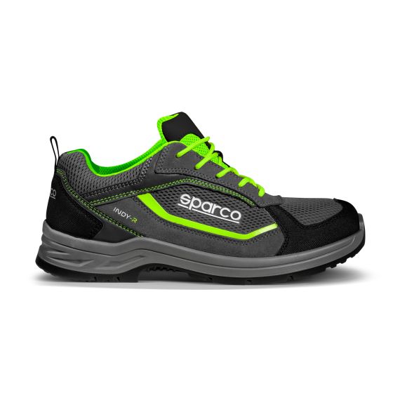 Sparco スパルコ インディR S1P ESDセーフティシューズ カラー:Sonoma_(Dark_Grey_/_Fluro_Green)