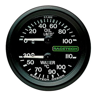 Racetech 油圧 - 水温デュアルゲージ|Pressure Fitting:Standard 1/8 BSP 【 データ 計測器 ドライバー 補助 モータースポーツ 車 4輪 サーキット ケーブル 】 26,626円
