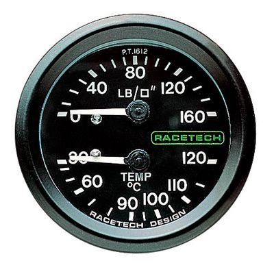 Racetech 油圧 温度デュアルゲージ|Pressure Fitting:-3 Aeroquip