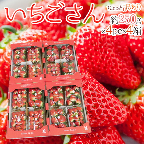 楽天市場】佐賀 ”いちごさん” ちょっと訳あり 約250g×4パック 大きさ 