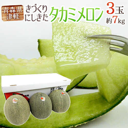 青森県 きづくり・にしきた ”タカミメロン” 秀品 超大玉3玉 約7kg以上【予約 6月末以降】 送料無料