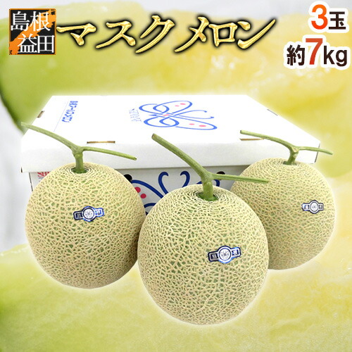 島根県 ”温室マスクメロン” 秀・優品 超大玉3玉 約7kg【予約 7月以降】 送料無料