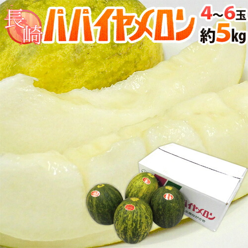 長崎産 ”パパイヤメロン” 秀品 大玉 4～6玉 約5kg【予約 4月下旬以降】 送料無料 4,904円