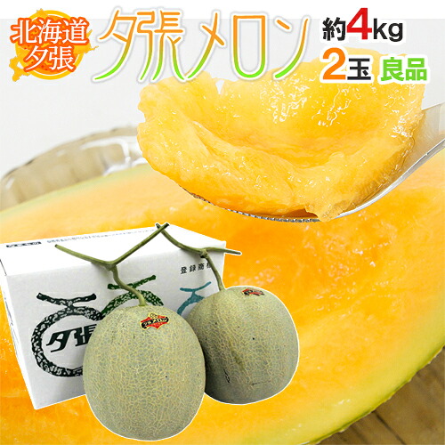 北海道 ”夕張メロン” 共撰・良品 2玉 約4kg 化粧箱【予約 7月中下旬以降】 送料無料