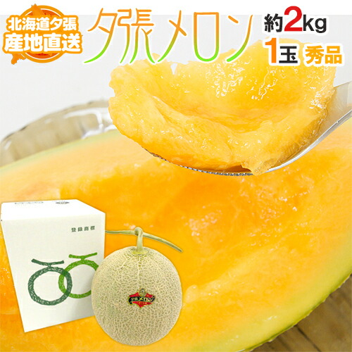 【産地直送】北海道 夕張メロン 1玉 約2kg 共撰・秀品 化粧箱入り”秀4-1玉”【予約 6月下旬以降】 送料無料